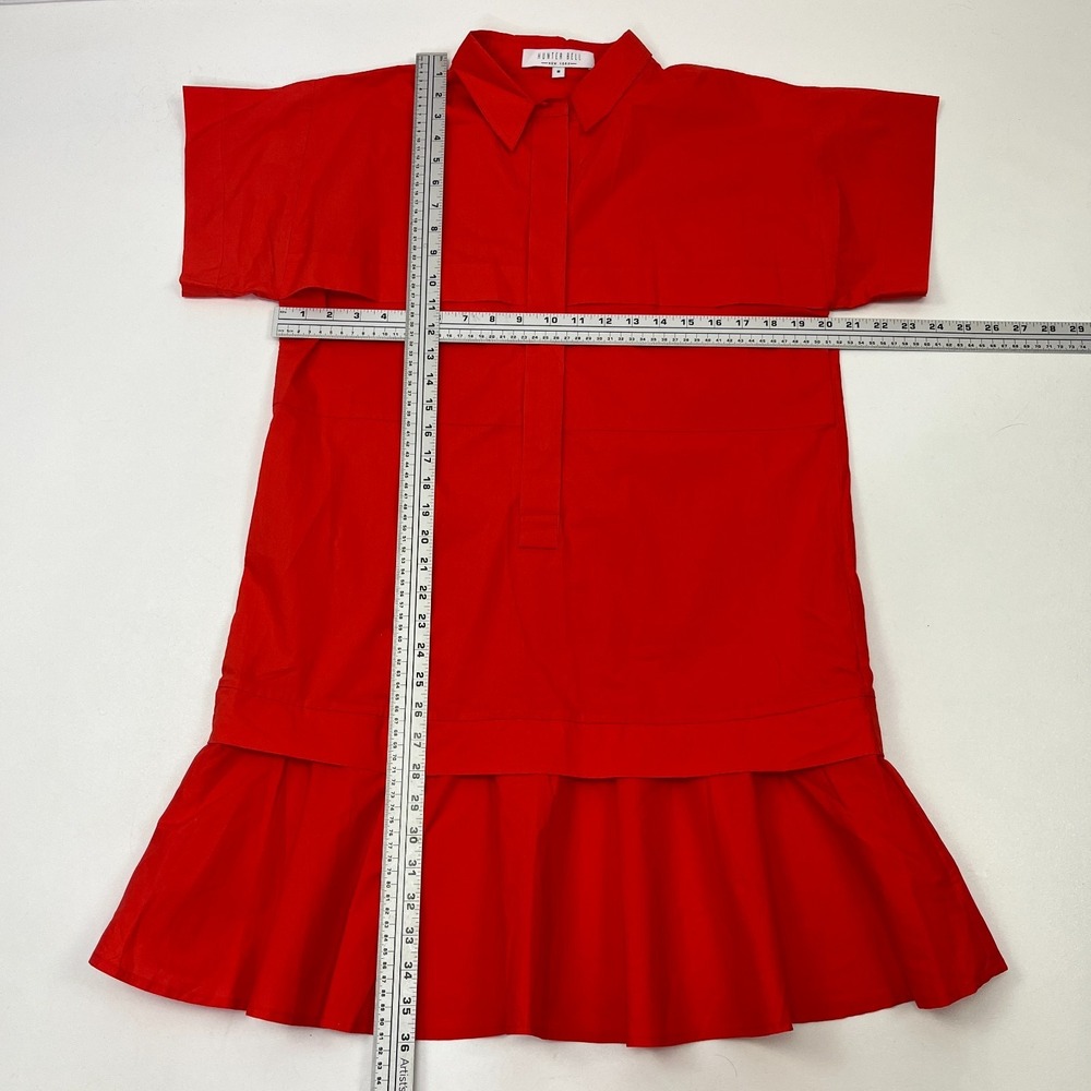 Hunter Bell Tuckernuck Addison Dress Sz M Cherry Red Orange Mini Preppy - Picture 12 of 16